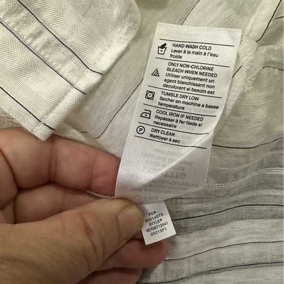 Vince White Sheer Textured Stripe Buttoned Boxy Shirt Top Size XXL NWOT! - Picture 13 of 13